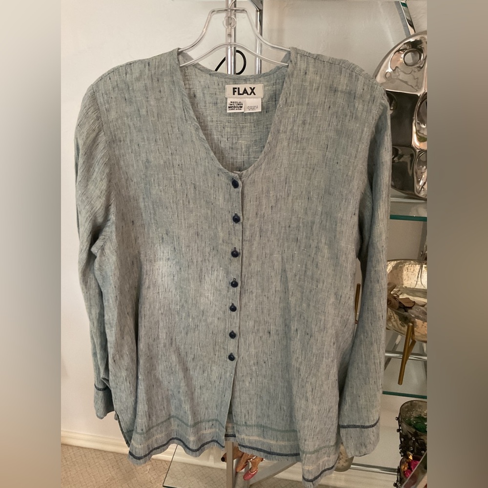 Flax Light gray V-Neck Cardigan